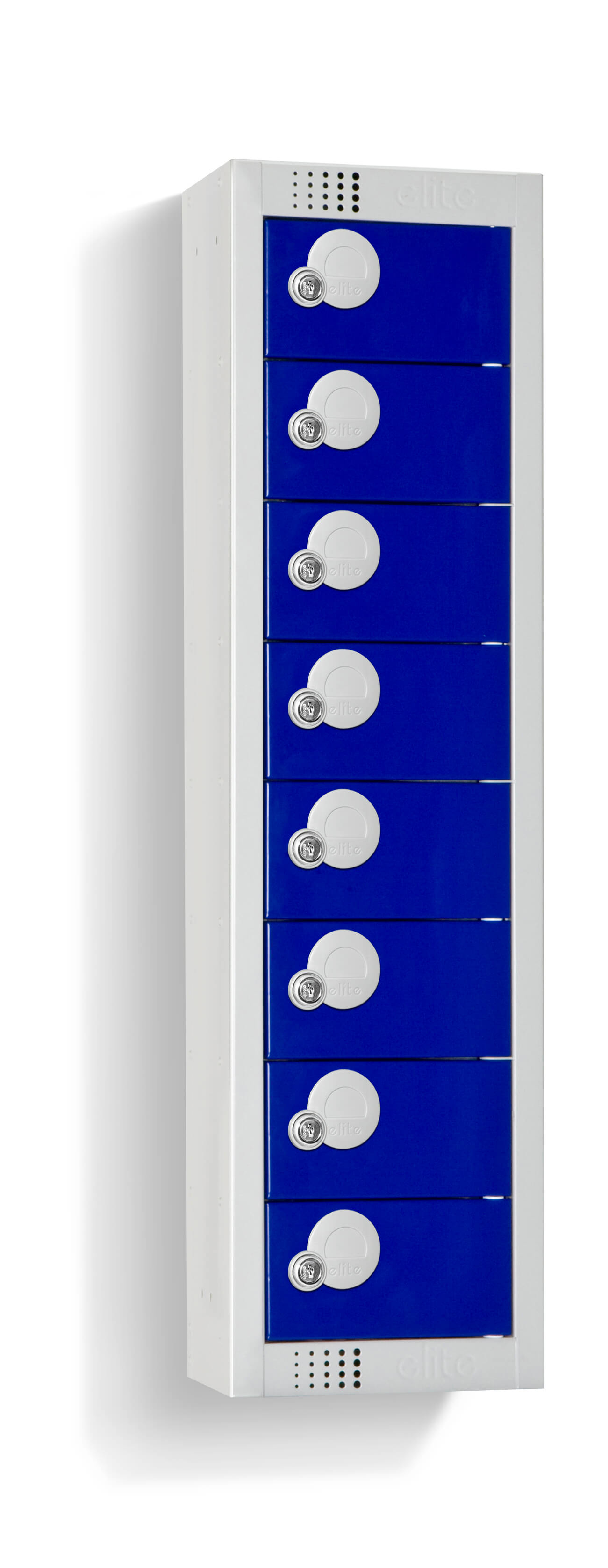 Elite Wall Mounted Personal Effects Locker - 8 Door Blue