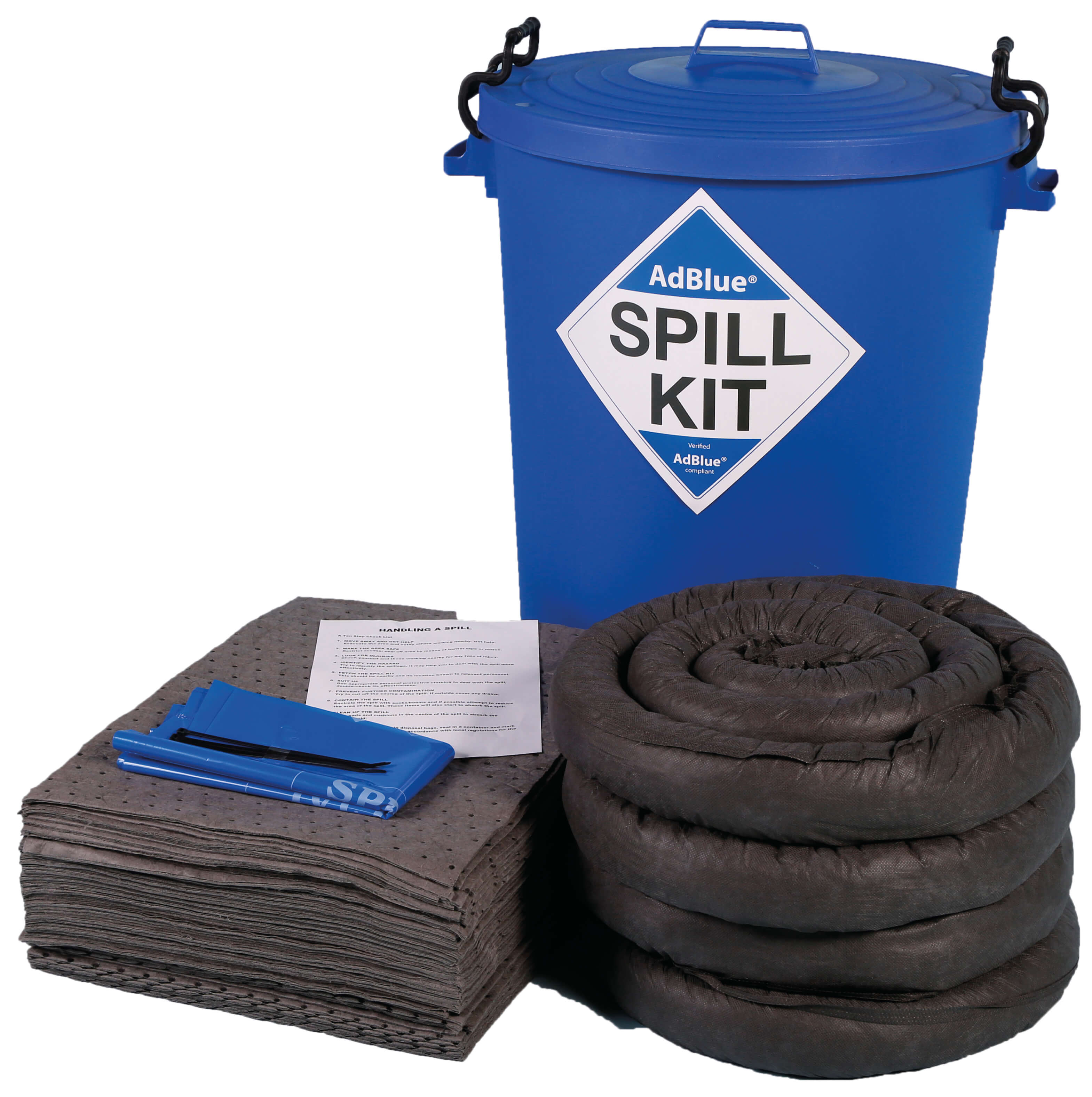 100 litre AdBlue spill kit in blue round bin