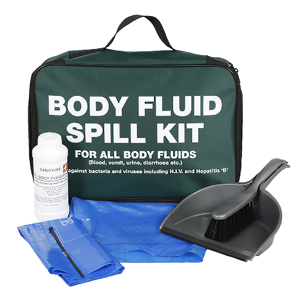 Empty Green Zip Bag / Printed for Body Fluid Spill Kits