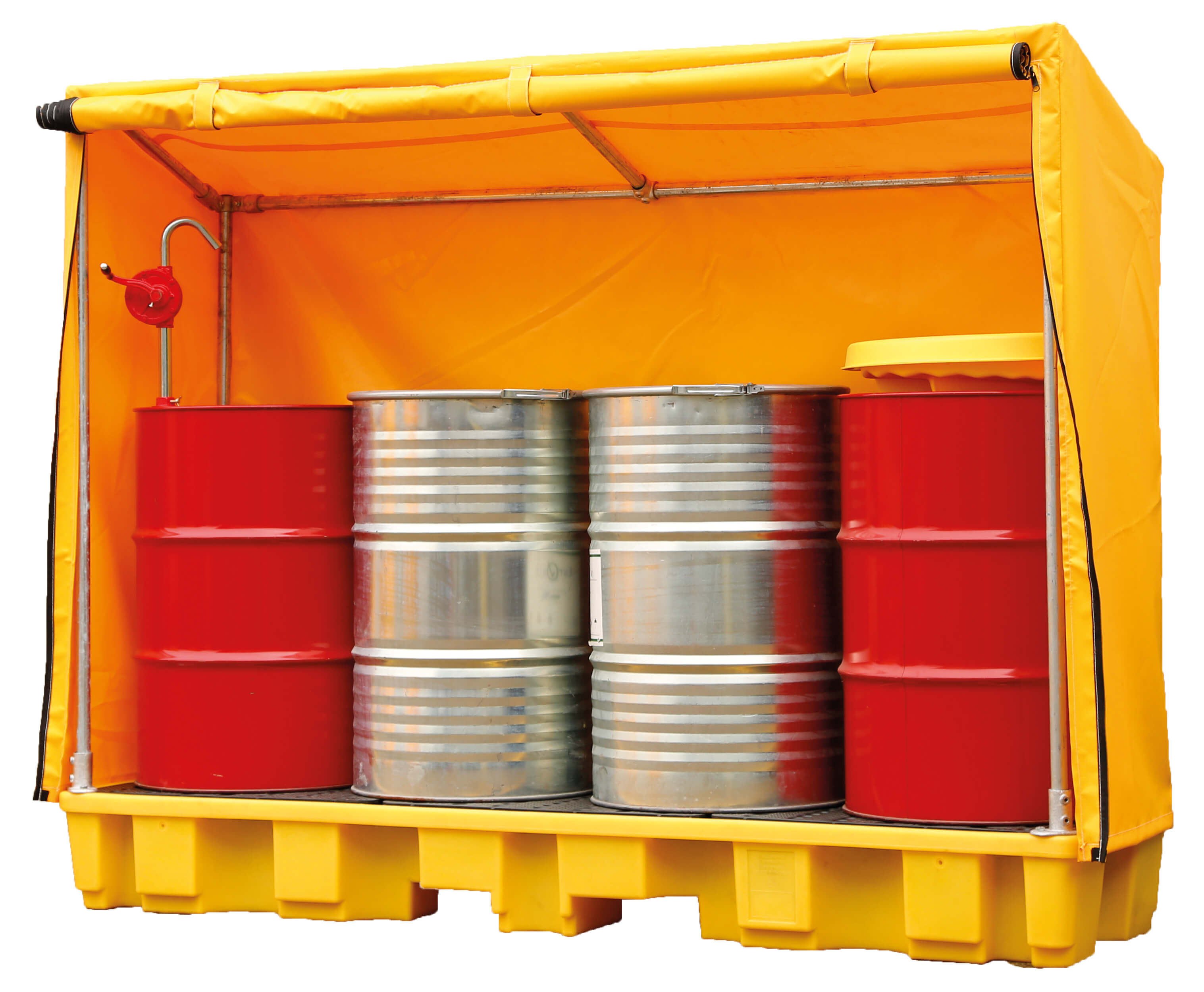 4 Drum In-Line Spill Pallet with Framed Cover (4 x 1)
