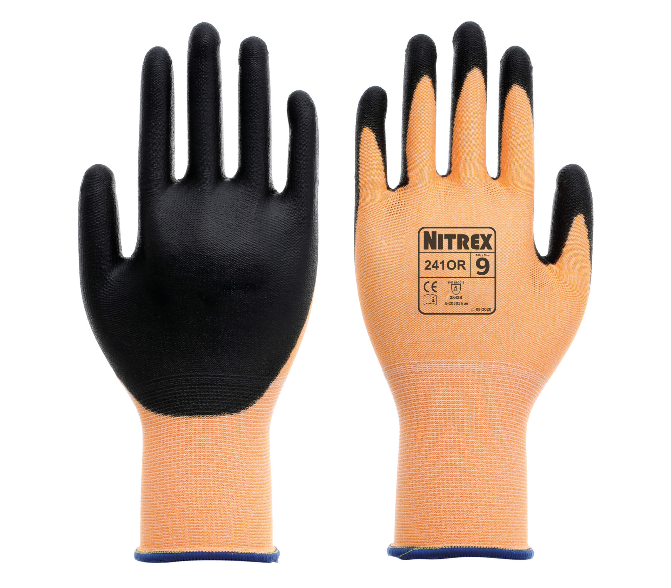Nitrex 241OR - PU Palm Coated Safety Gloves - Cut Level B - Size 7/Small
