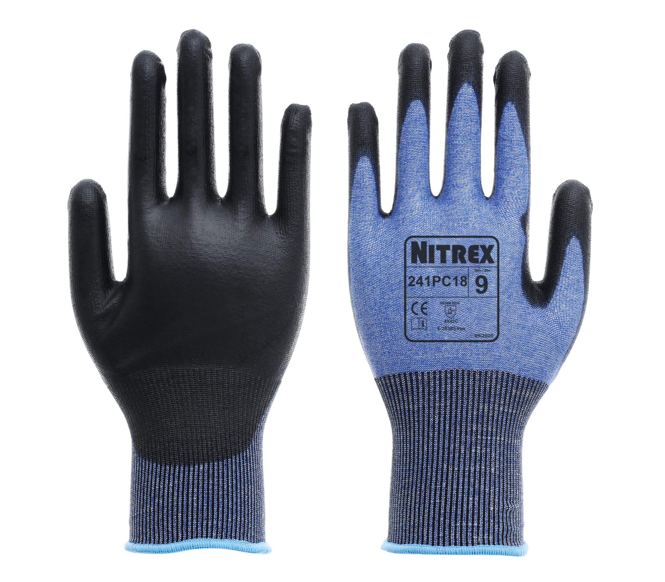 Nitrex 241PC18 - PU Palm Coated Gloves - 18 Gauge Cut Resistant Gloves Level C Size 6/XS