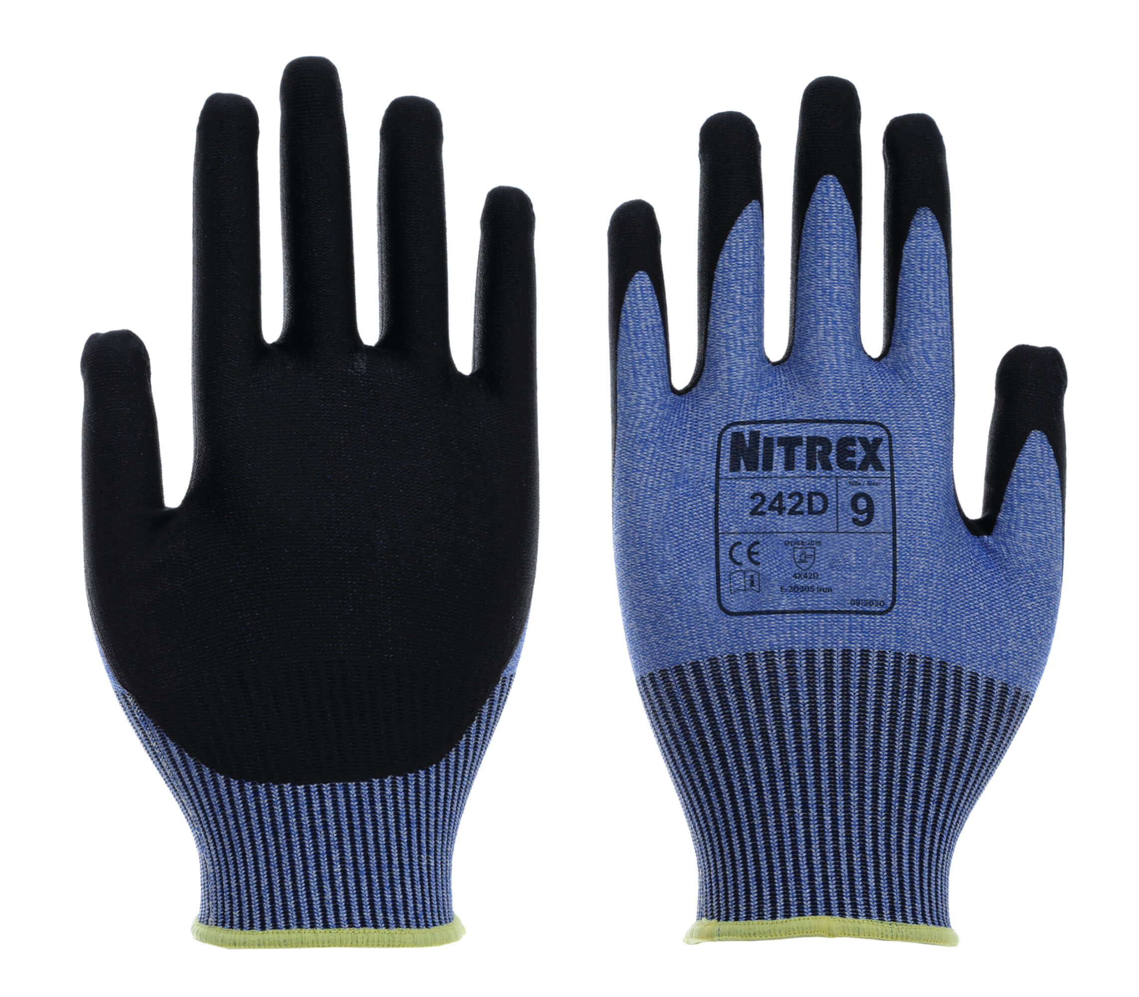 Nitrex 242D - Foam Nitrile/PU Touch Screen Hydrophobic Work Gloves - Level D Cut Protection - Size 6/XS