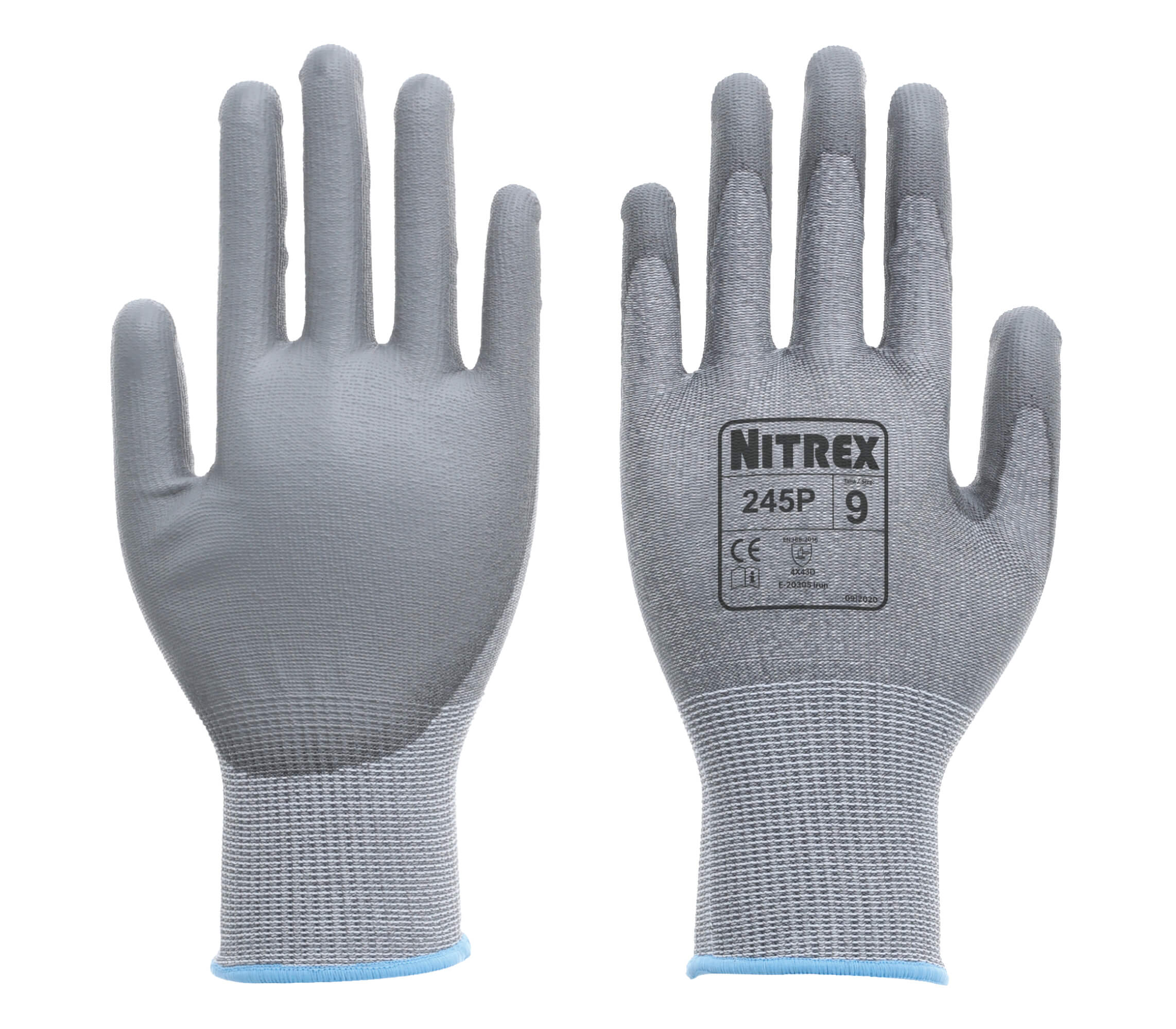 Nitrex 245P - PU Palm Coated Safety Gloves - Level D Cut Protection - Size 7/Small
