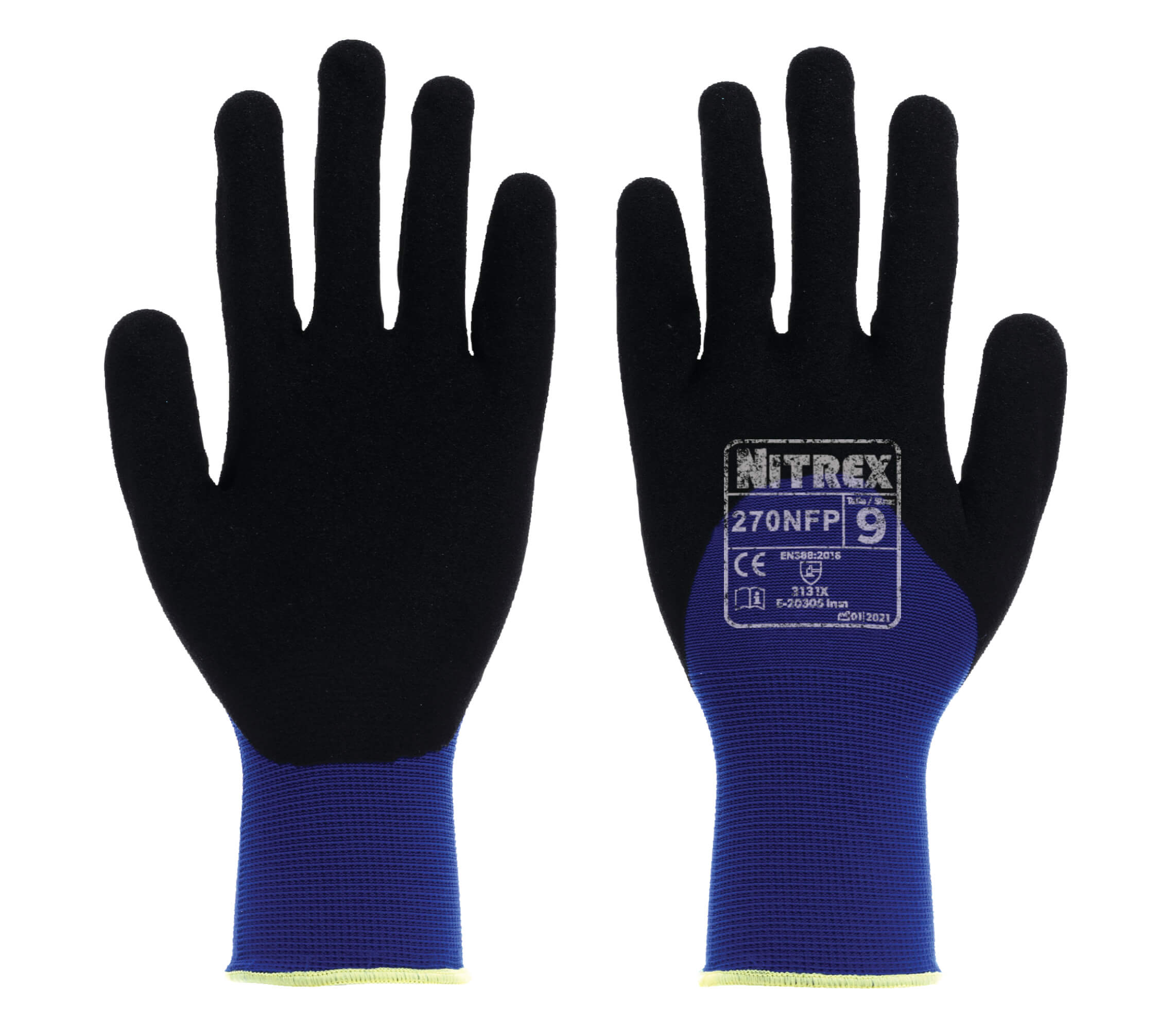 Nitrex 270NFP - Sandy Nitrile 3/4 Coated - Firm Grip Gloves - Abrasion Resistant - Size 6/XS