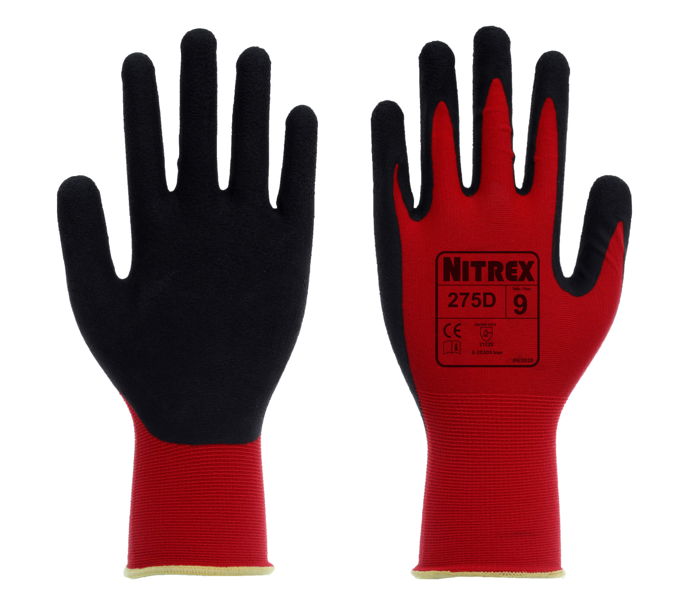 Nitrex 275D - Foam Latex Palm Coated Work Gloves - Seamless Nylon/Spandex Liner Size 7/Small