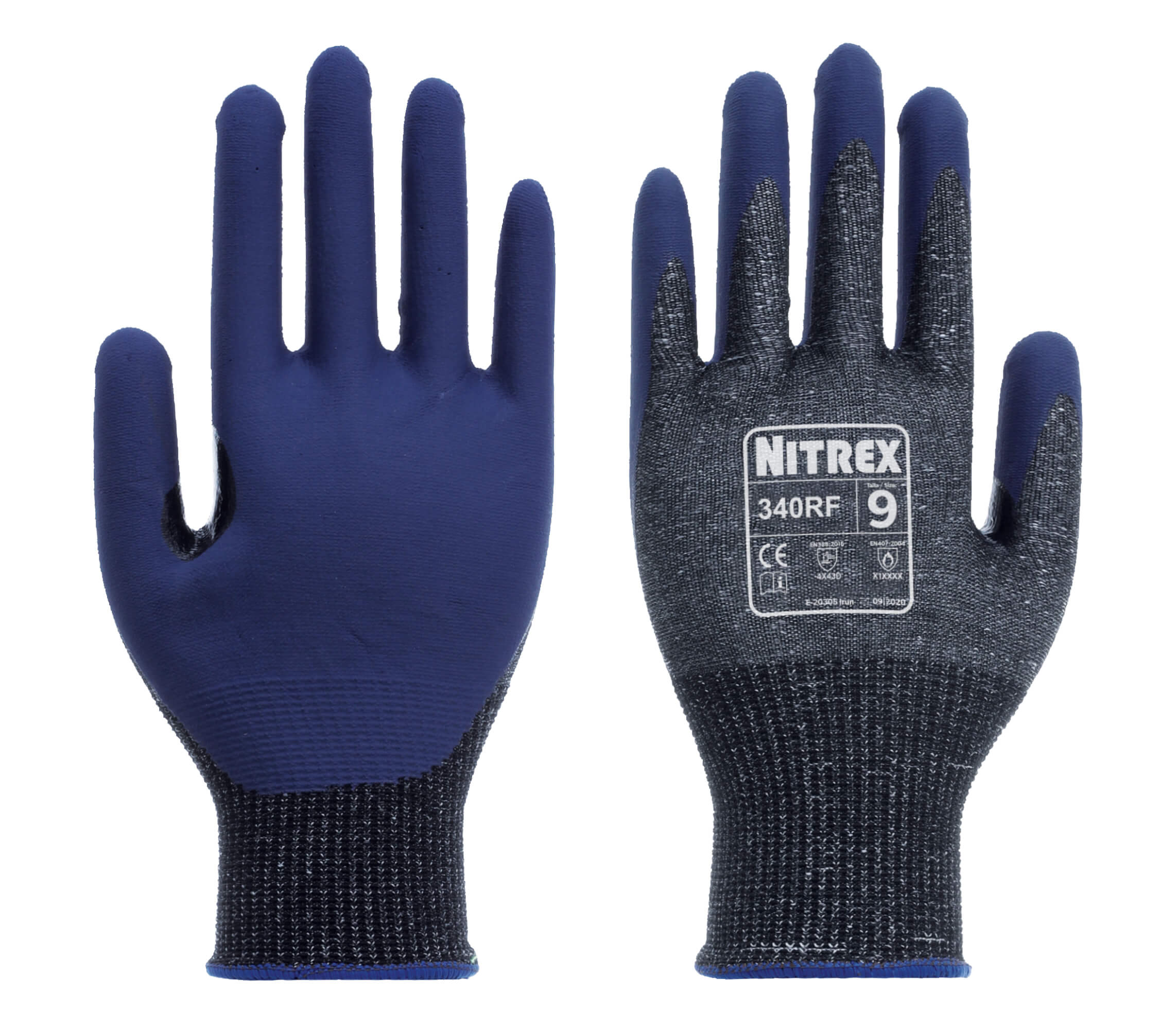 Nitrex 340RF - Foam Nitrile Level D Safety Gloves - Reinforced Thumb Crotch - Size 7/Small