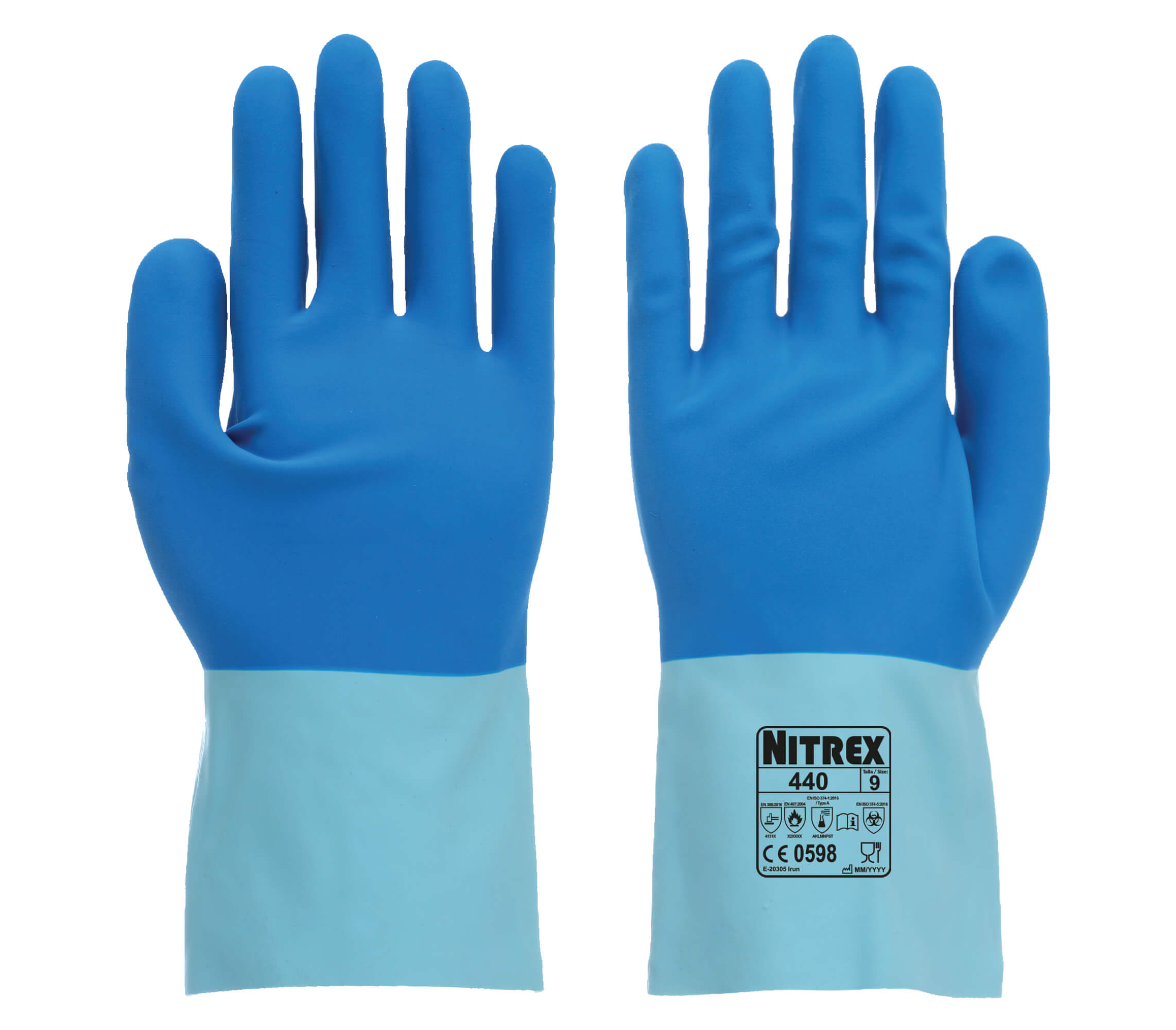 Nitrex 440 - Latex Heavy Duty Chemical Resistant Gloves - Heat Resistant up to 250 - Size 7/Small