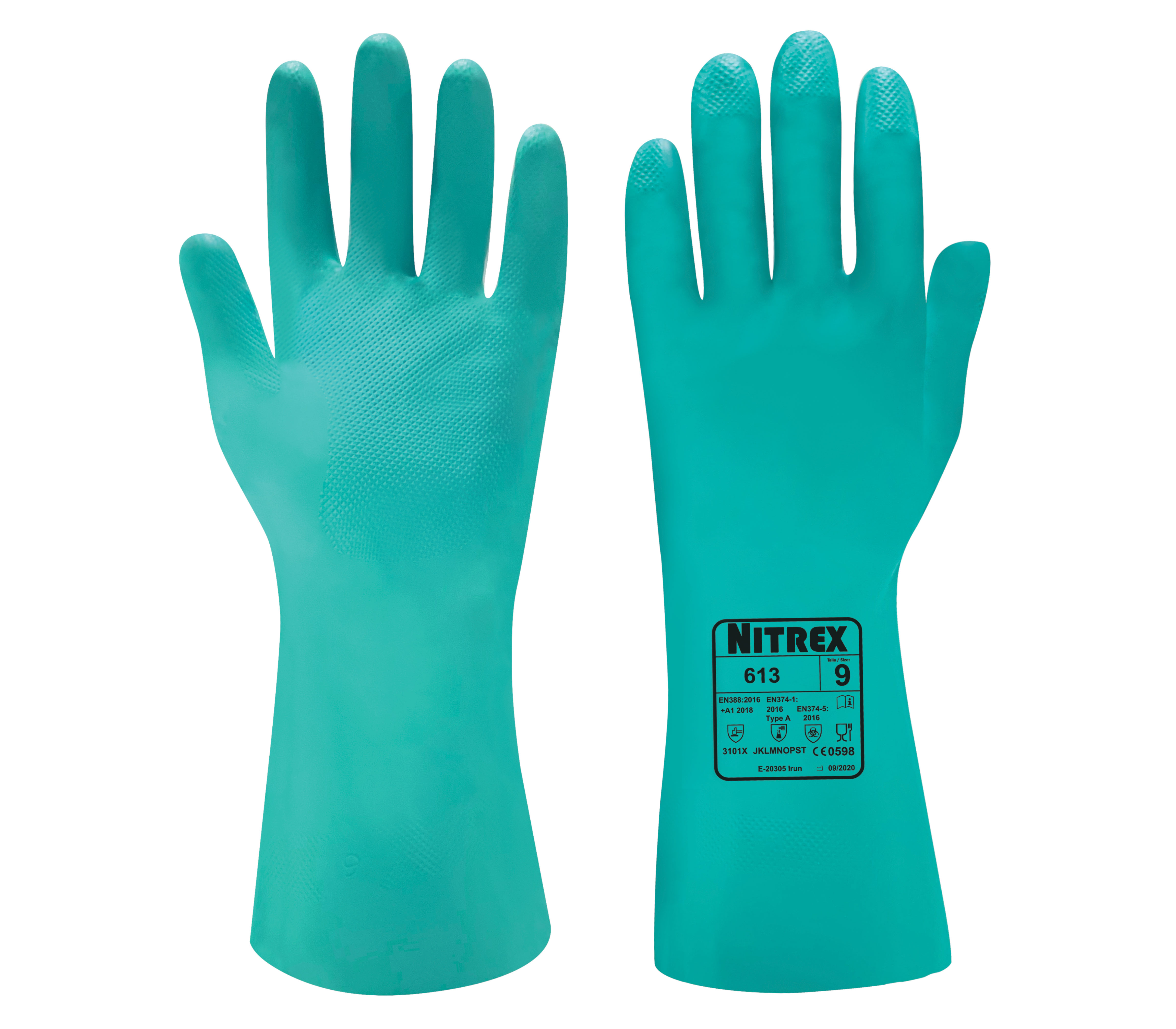 Nitrex 613 - Flock Lined Nitrile Gloves - Chemical Resistant - Food Safe - Abrasion Resistant - Size 6/XS