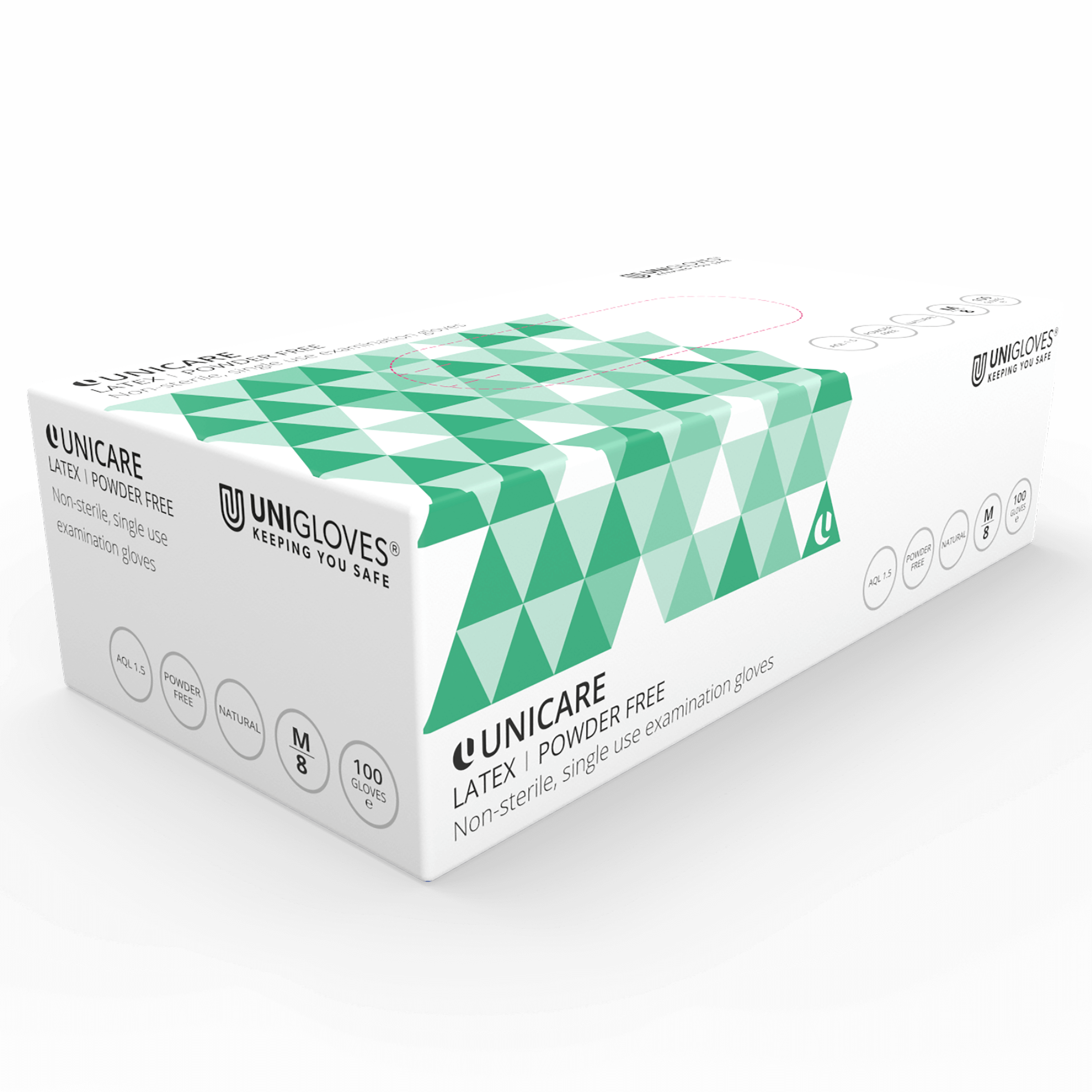 Unicare Latex Small - Extra Strong Non-Powdered Latex Examination Gloves - Cases of 10 Boxes, 100 Gloves per Box